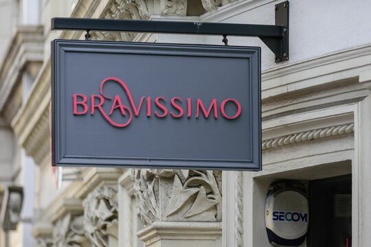 A Bravissimo store sign on a high street in central Lond