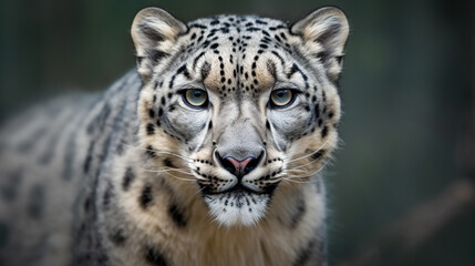 Obraz premium close-up portrait of a snow leopard, generated by AI