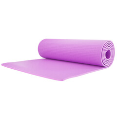 Pink Rolled Yoga Mat Cut Out. Realistic 3D Render.