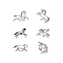 black and white horses vector