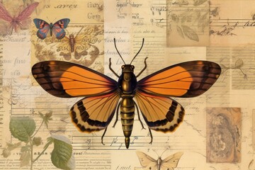 Fototapeta na wymiar A large butterfly sitting on top of a piece of paper. Generative AI image.
