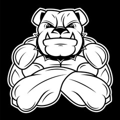 Vector illustration of a strong healthy bull with biceps.