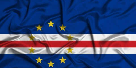Digital render of the textured fabric national flag of Cape Verde