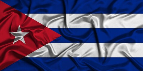 Illustration design of silk textile Republic of Cuba flag background