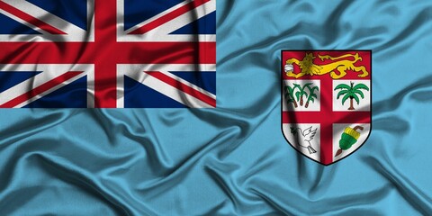 Illustration design of silk textile Fiji flag background