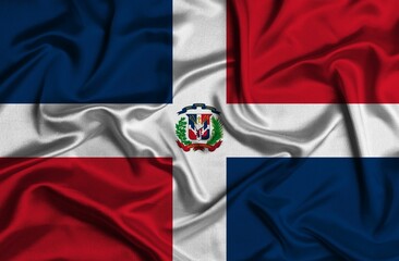 Illustration design of silk textile Dominican Republic flag background