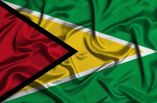 Crumpled national flag of Guyana