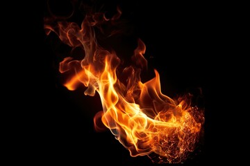 Fototapeta premium burning fire flame on black background | Generative AI 
