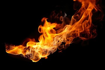 burning fire flame on black background | Generative AI 