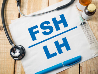 FSH, text words typography written on paper, health and medical