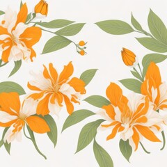Orange jasmine flower pattern on the white background.