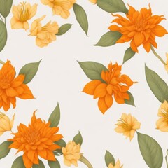 Orange jasmine flower pattern on the white background.