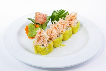 Chinese sushi set on white background