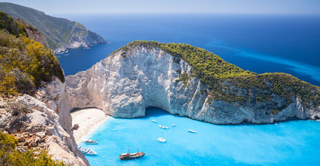 Navagio beach, the most famous natural landmark of Zakynthos, Greece - Powered by Adobe