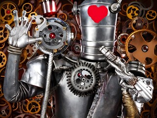 Steampunk Tin Man, Generative AI Illustration