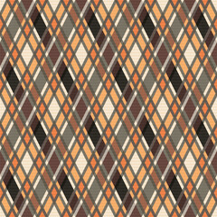 Seamless diagonal pattern mainly in orange and brown hues, vector as a fabric texture