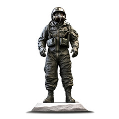 Fototapeta premium A statuesque figure stands in a heroic pose against a stark white backdrop - generative ai.