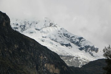 Beautiful view of snowy mountain peaks