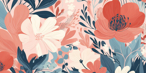Floral background banner or wallpaper, colorful spring flower mix