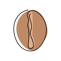 coffee bean one line isolated on white background