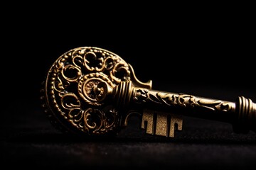 antique key with ornate decorations created with Generative AI technology