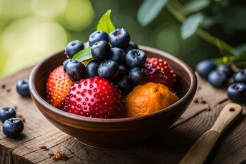 blueberries and raspberries generated by AI technology 
