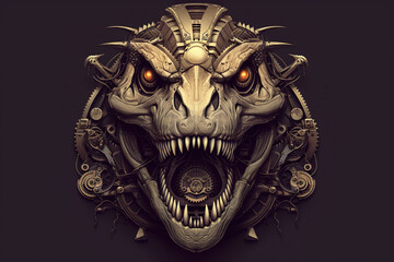 A close up of a head of a dragon. Generative AI.