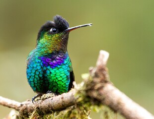 Obraz premium Selective focus shot of a hummingbird perched on a branch