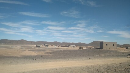Fototapeta na wymiar Landscape of a village in Sahara Desert