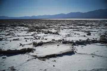 Bird's eye view of the Badwater basin landscapes of Death valley