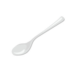 Metal empty silver spoon. Teaspoon side view. Vector illustration isolated on white background.