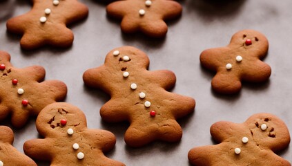 Closeup shot of Christmas sugar cookies with festive decorations and ornaments