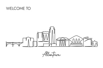 Obraz premium Vector illustration of a hand-drawn design of Allentown city and text on a white background