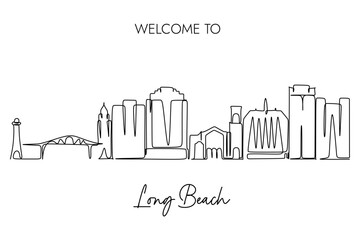 Obraz premium Vector illustration of a hand-drawn design of Long Beach city and text on a white background