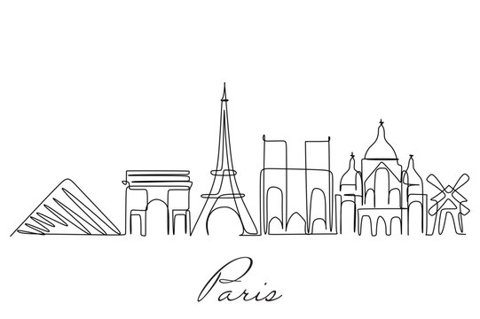 Line drawing of the Paris city skyline. Simple modern minimalistic style vector