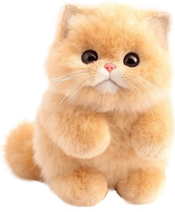 Cat stuffed plush aninmal for children, isolated on transparent background, generative AI