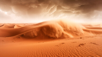 Fototapeta na wymiar African desert. the beginning of the sandstorm. Generative Ai. 