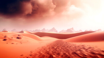 Fototapeta na wymiar African desert. view of an impending sandstorm. Generative Ai. 