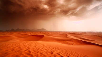 Fototapeta na wymiar view of an impending sandstorm in the desert. Generative Ai. 