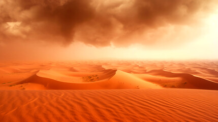 Fototapeta na wymiar sandstorm in the desert. the sky covered with sand dust. Generative Ai. 
