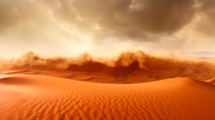 Fototapeta na wymiar Dramatic view of an impending desert sandstorm. Generative Ai. 