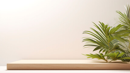 Fototapeta na wymiar palm tree on white wall background. Generative Ai. 