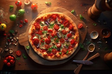 Pizza images perfect for menu designs. Generative AI.