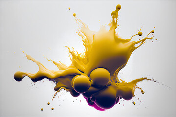 illustration of a splash of yellow  paint, generative ai
