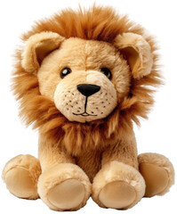 Lion stuffed plush aninmal for children, isolated on transparent background, generative AI