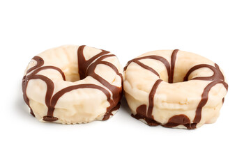 Sweet donuts on white background