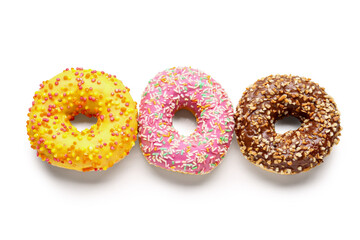 Sweet donuts on white background