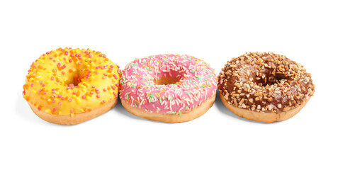 Sweet donuts on white background