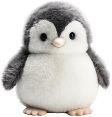 Penguin stuffed plush aninmal toy for children, isolated on transparent background, generative AI