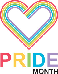 LGBTQ community pride month poster design with rainbow stripeі in the shape of a heart